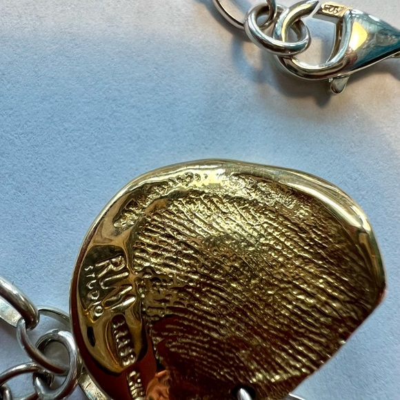 Rare find RLM Studio sterling silver 18” Necklace with with 10 brass charms - Picture 5 of 5